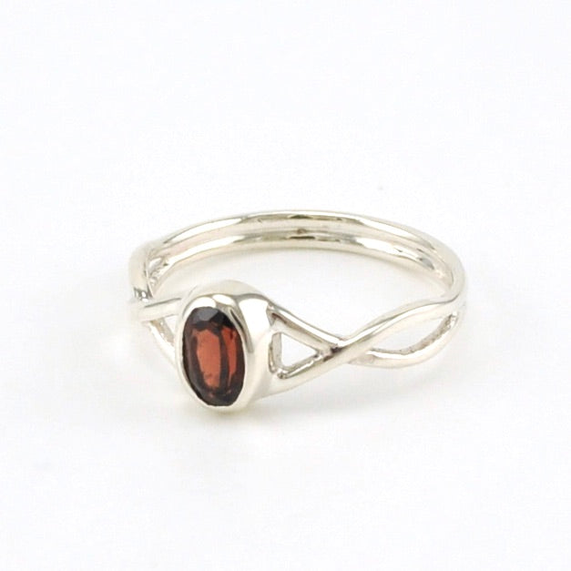 Alt View Sterling Silver Garnet Twist Ring