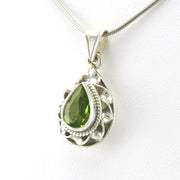 Sterling Silver Peridot 6x9mm Tear Pendant