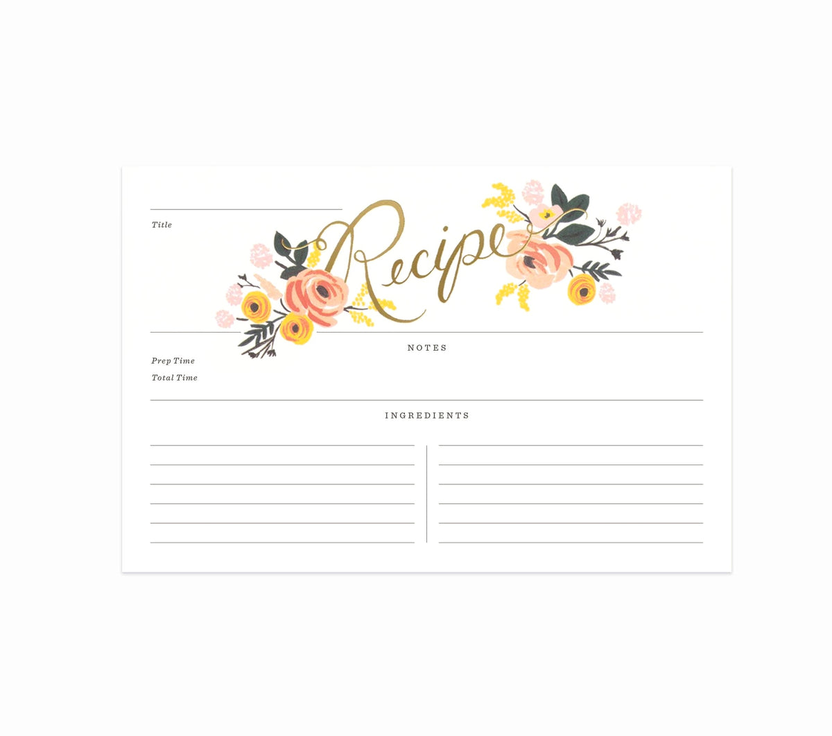 Pack of 12 Peony Recipe Cards