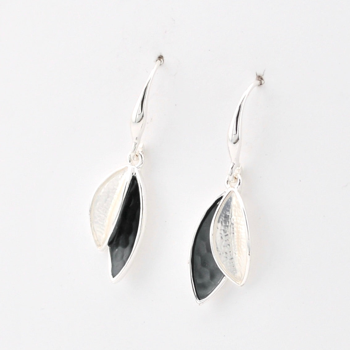 Silver Two Tone Leaf Earrings