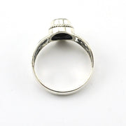Alternate View Sterling Silver Garnet 6x8mm Oval Scroll Ring