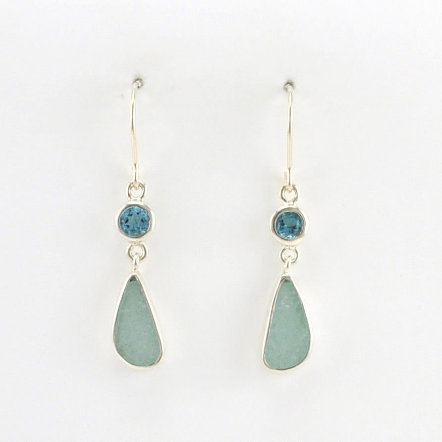 Alt View Sterling Silver Blue Topaz Aqua Sea Glass Earrings