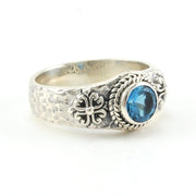 ALt View Sterling Silver Blue Topaz 6mm Round Ring