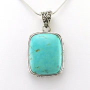 Alt View Sterling Silver Arizona Turquoise 17x21mm Rectangle Bali Pendant