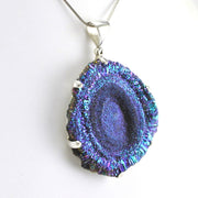 Side View Sterling Silver Desert Druzy Rosette Pendant
