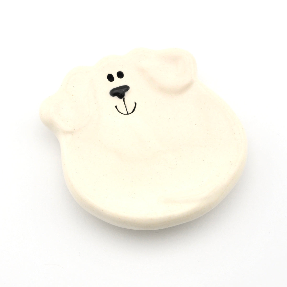 White Dog Ceramic Ring Dish