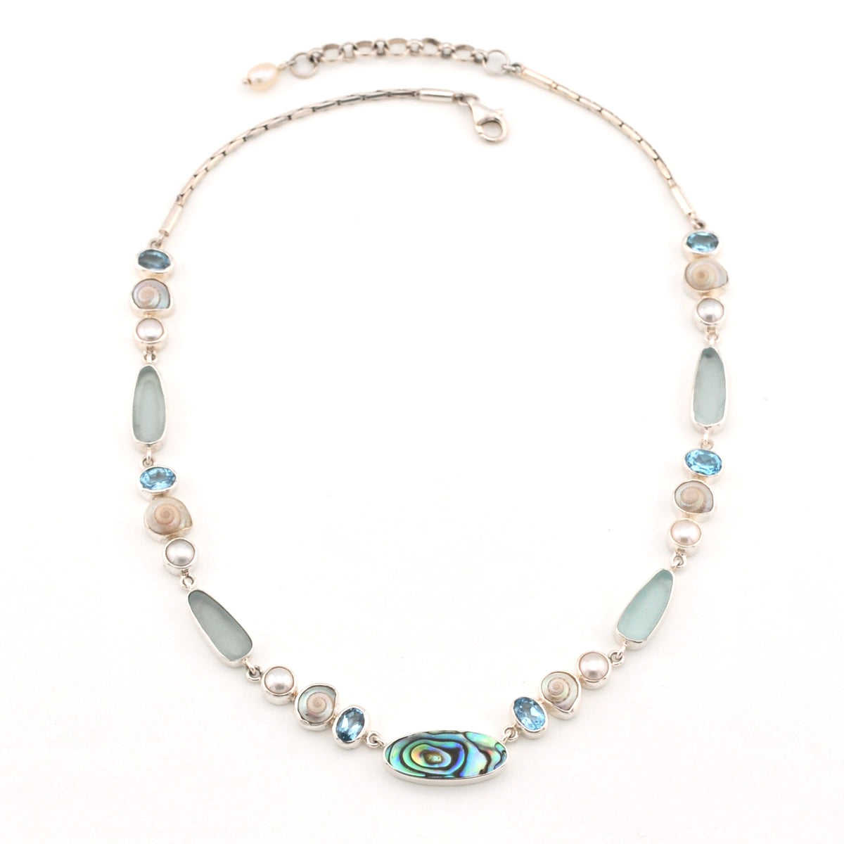 Abalone Topaz Pearl Malabar Shell Necklace