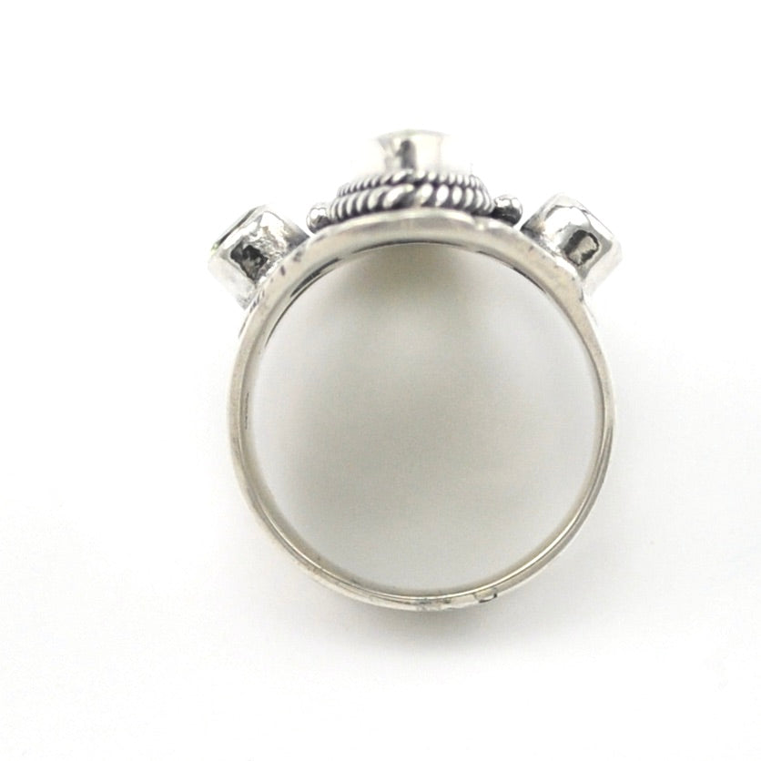 Additional View Silver Peridot 5 Stone Bali Ring