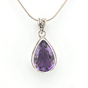 Purple teardrop pendant on a white background