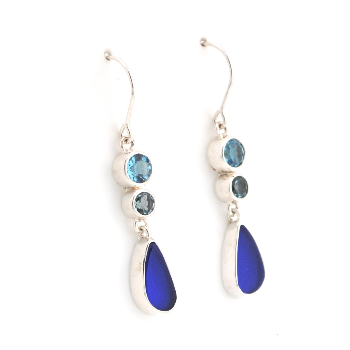 Alternate View Blue Topaz Sea Glass Earrings
