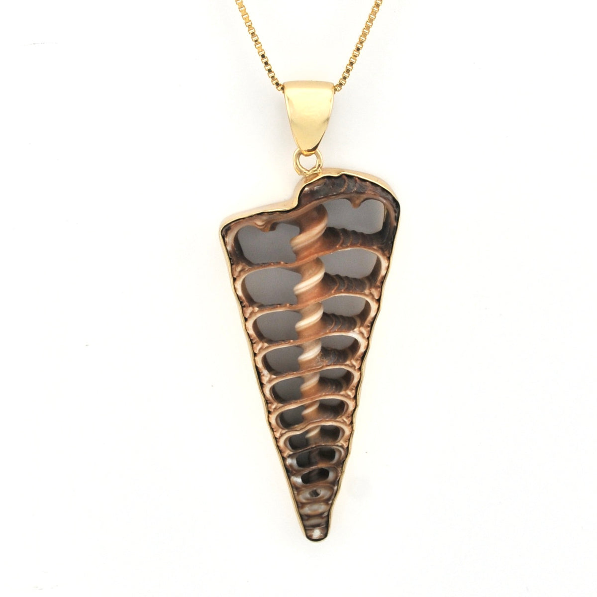 Gold and bronze pendant on a white background