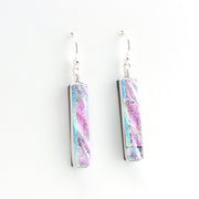 Alternate View Dichroic Glass Pink Rectangular Earrings