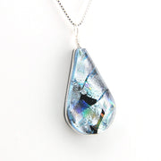 Alternate View Dichroic Glass Silver Teardrop Pendant