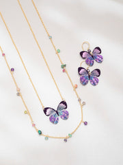 Alternate View Radiant Purple Blooming Butterfly Necklace