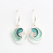 Alternate View Silver Aqua Ocean Waves Earrings