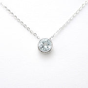 Alternate View Silver Aquamarine .8ct Round Necklace