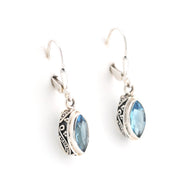 Alternate View Silver Blue Topaz 5x10mm Marquise Bali Earrings