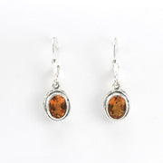 Alternate Silver Citrine 7x9mm Oval Bali Dangle Earrings