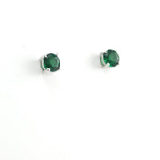 Alternate View Silver Created Emerald 1.1ct 5mm Round Post Earrings