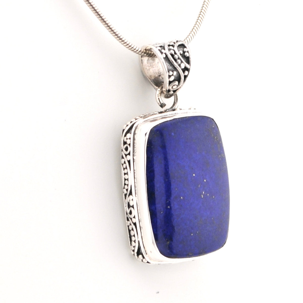 Alternate View Silver Lapis 16x22mm Rectangle Pendant