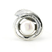 Alternate View Silver Pearl Ring Swirl Ring