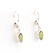 Alternate View Silver Peridot 4X8mm Marquise Dangle Earrings