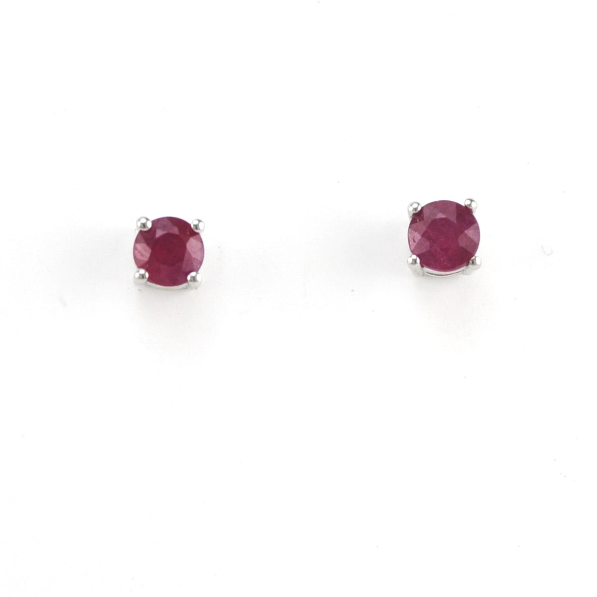 Alternate View Silver Ruby 5mm Round Post Earrings
