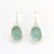 Alternate View Silver Washed Roman Glass Oval Earrings