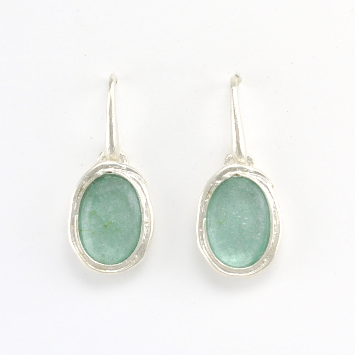 Alternate View Silver Washed Roman Glass Oval Earrings