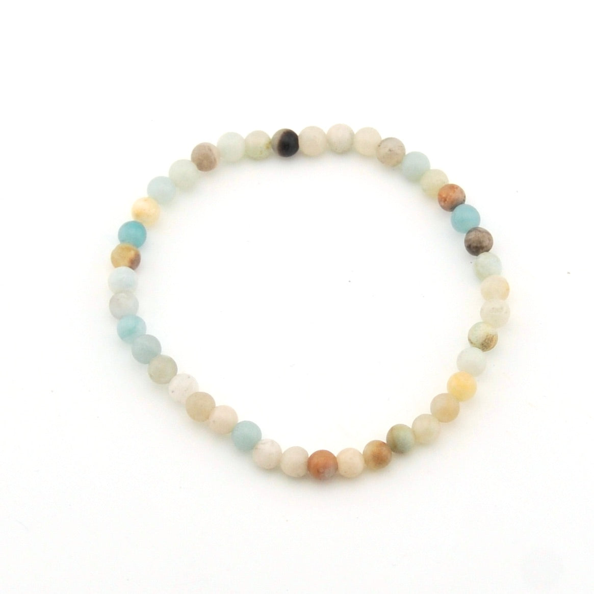 Multicolored beaded bracelet on a white background