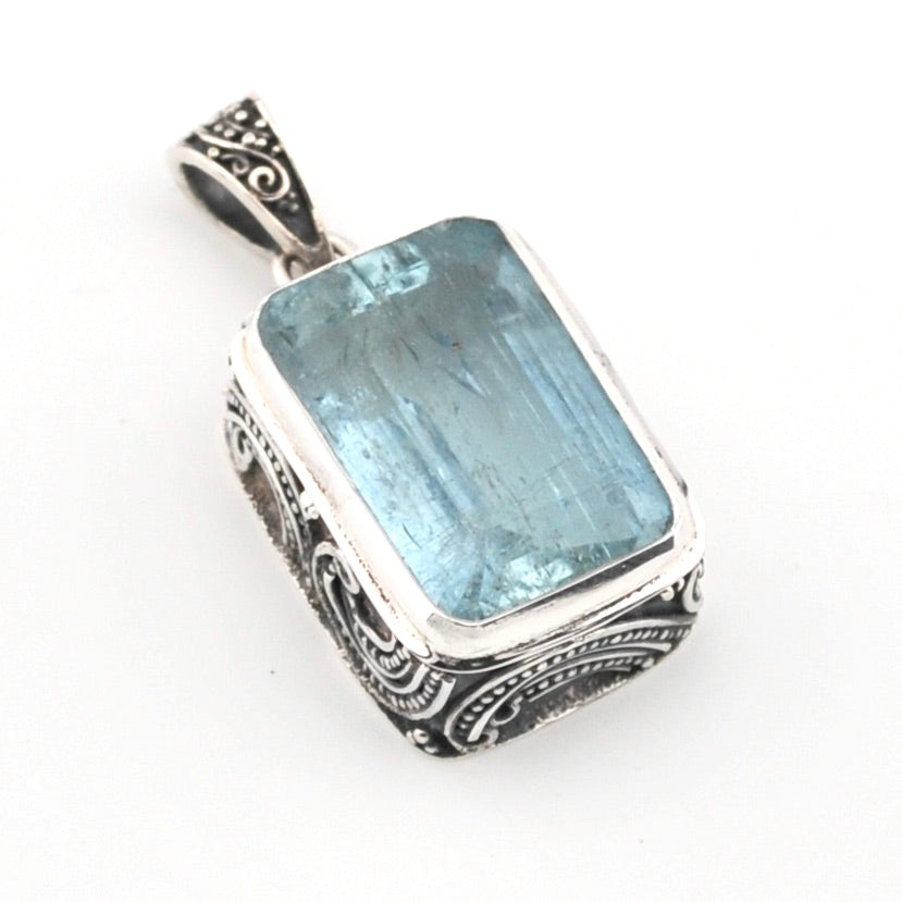 Aquamarine 12x18mm Rectangle Pendant