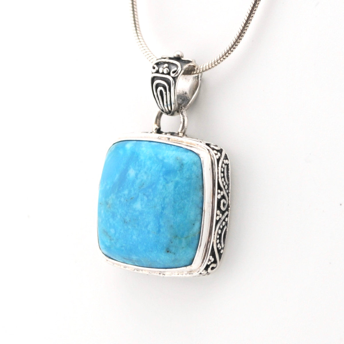 Arizona Turquoise 17mm Square Bali Pendant