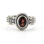 Alt View Sterling Silver Garnet 6x8mm Oval Bali Ring
