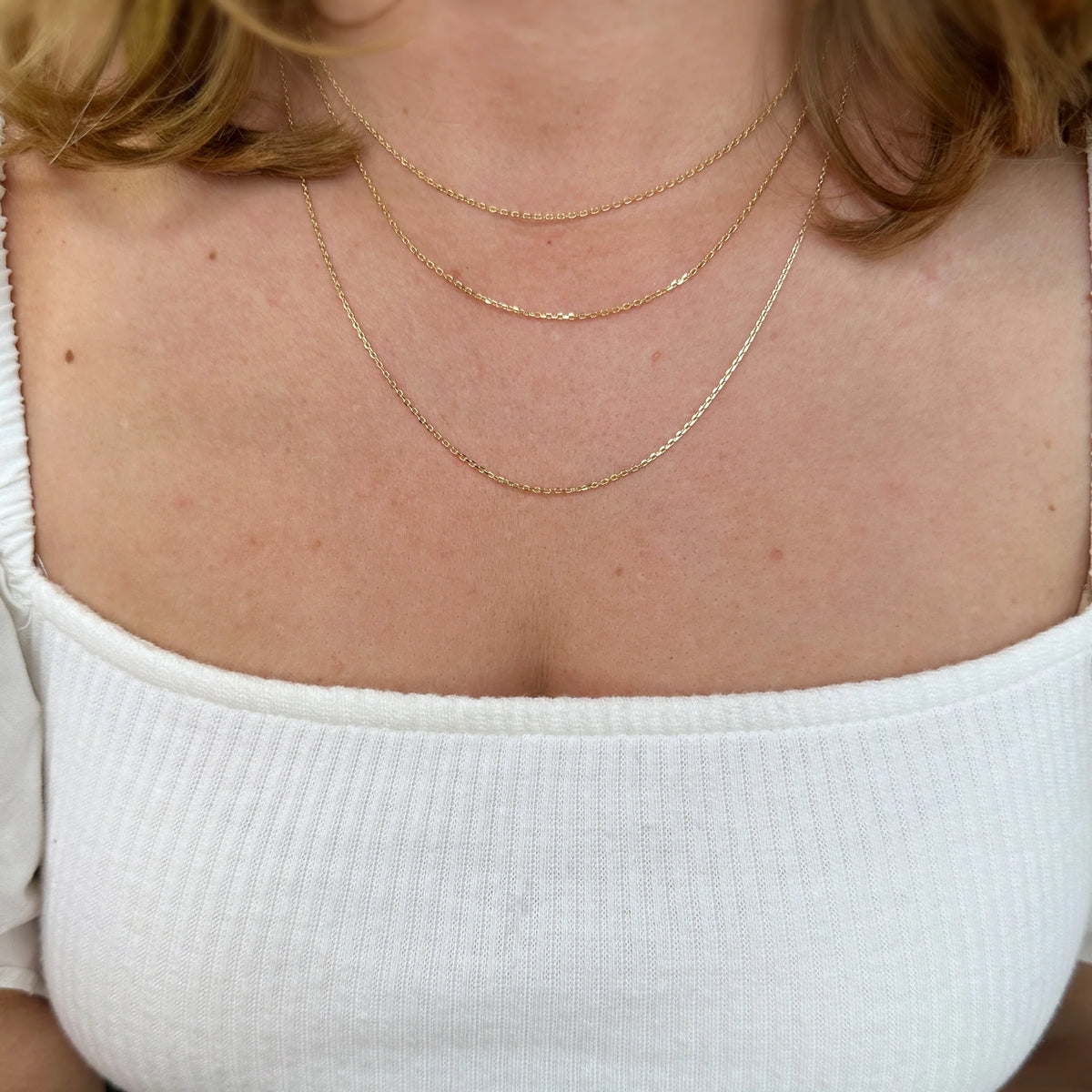 Alt View 18k Gold Fill 18 Inch Diamond Cut Cable .9mm Chain with Extender