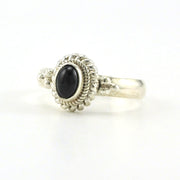 Side View Sterling Silver Black Star Diopside 4x6mm Oval Ring 