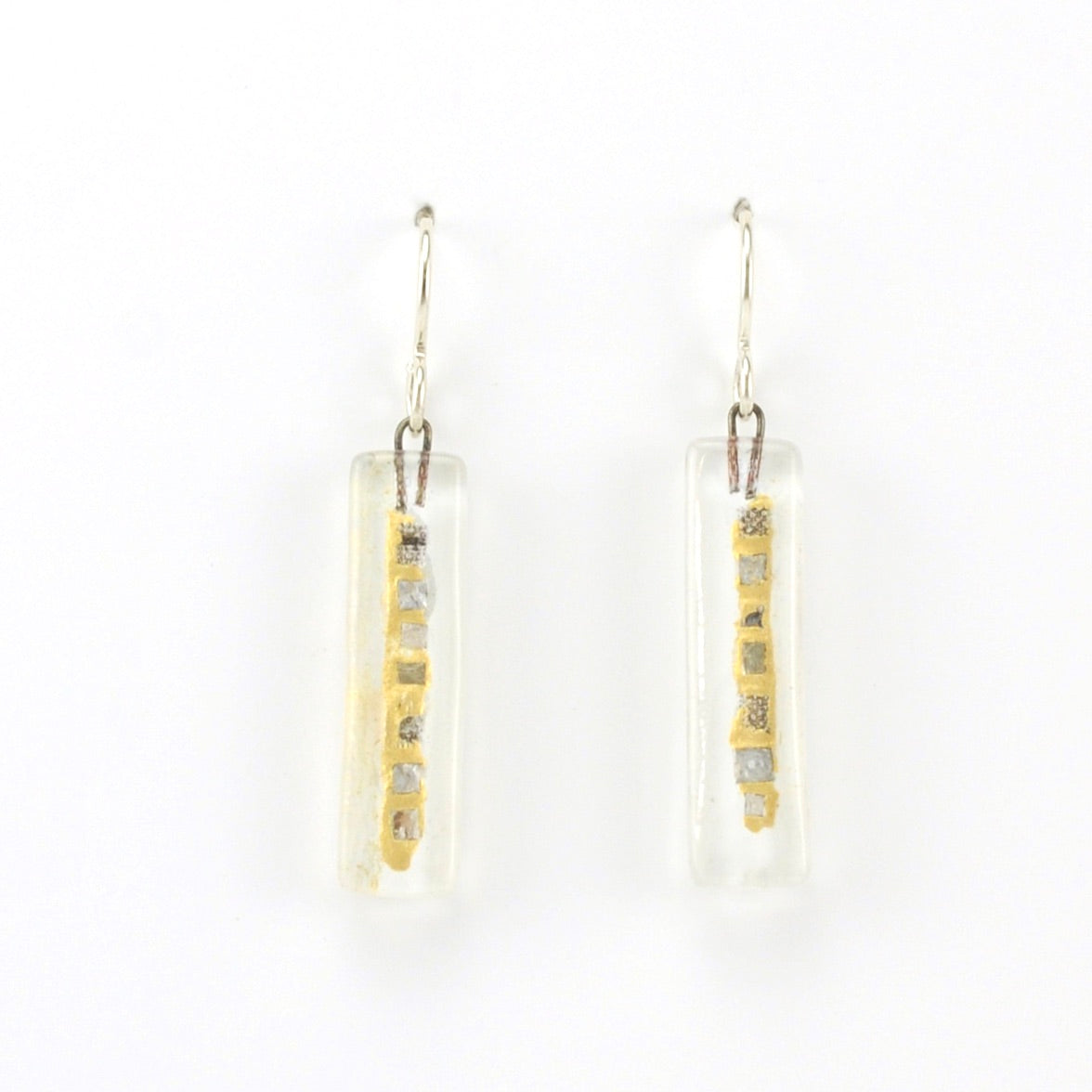 Alt View Glass White Golden Phase Medium Bar Earrings
