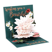 Pop-up birthday card with floral design and 'Wishing you a Beautiful Birthday' text.