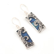 Blue Abalone Rectangle Wave Earrings