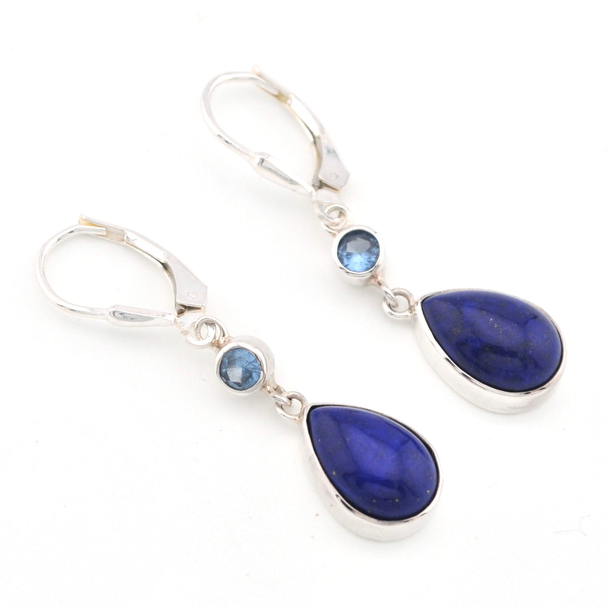 Blue Topaz Lapis Dangle Earrings