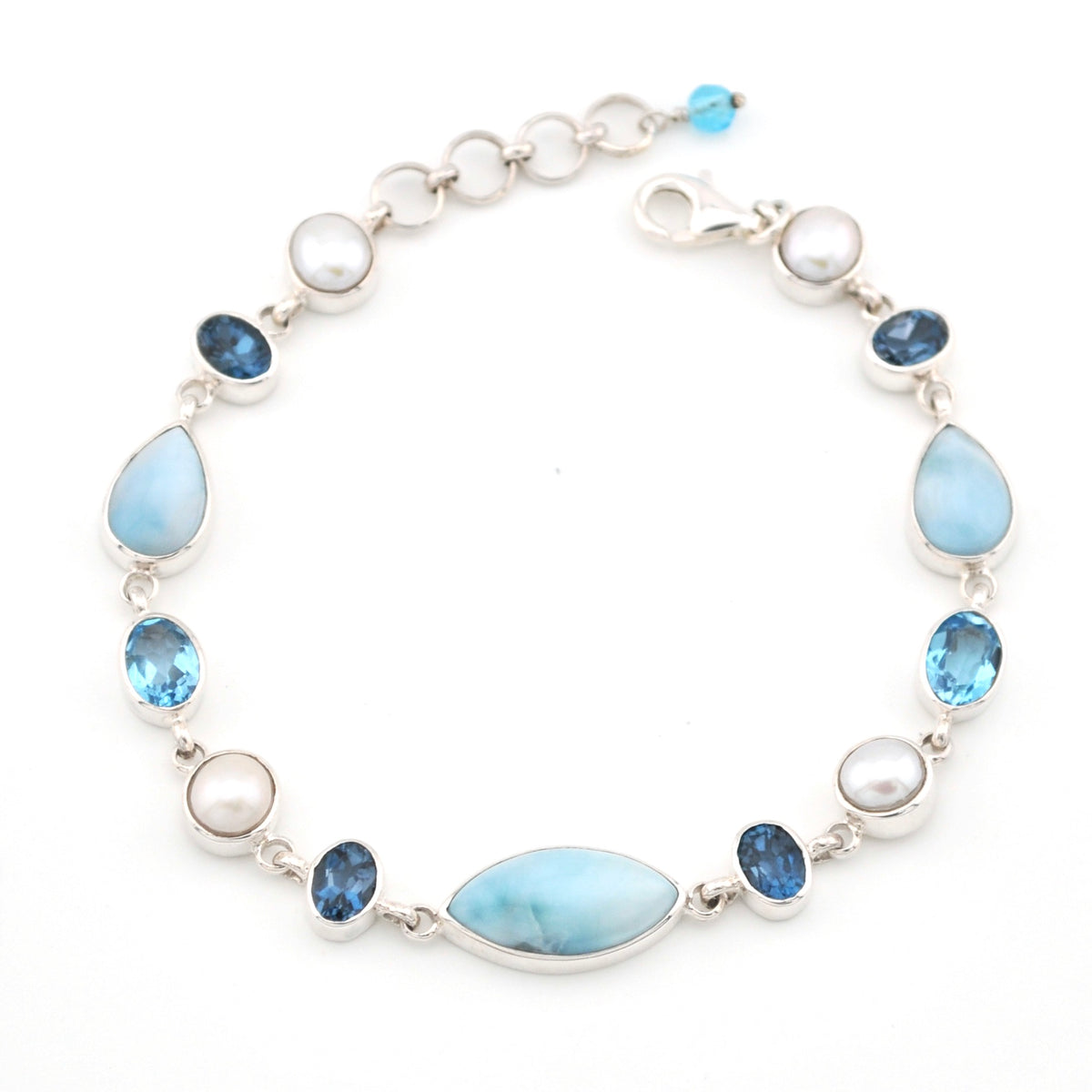 Blue Topaz Larimar Pearl Bracelet