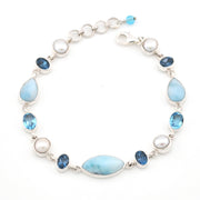 Blue Topaz Larimar Pearl Bracelet