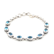 Blue Topaz Oval Bali Link Bracelet