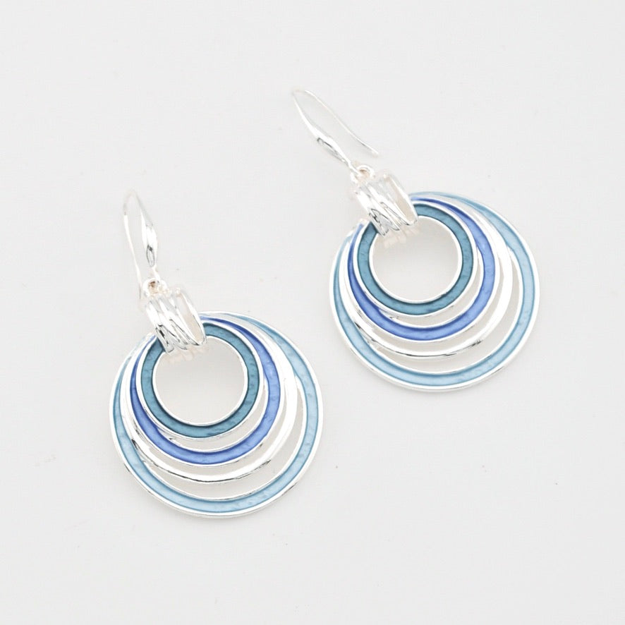 Blue Turquoise Multi Circle Earrings