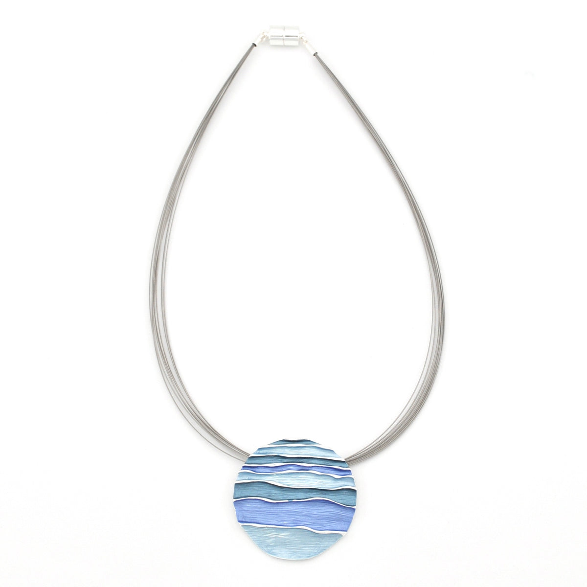 Blue Turquoise Ocean Waves Pendant Necklace