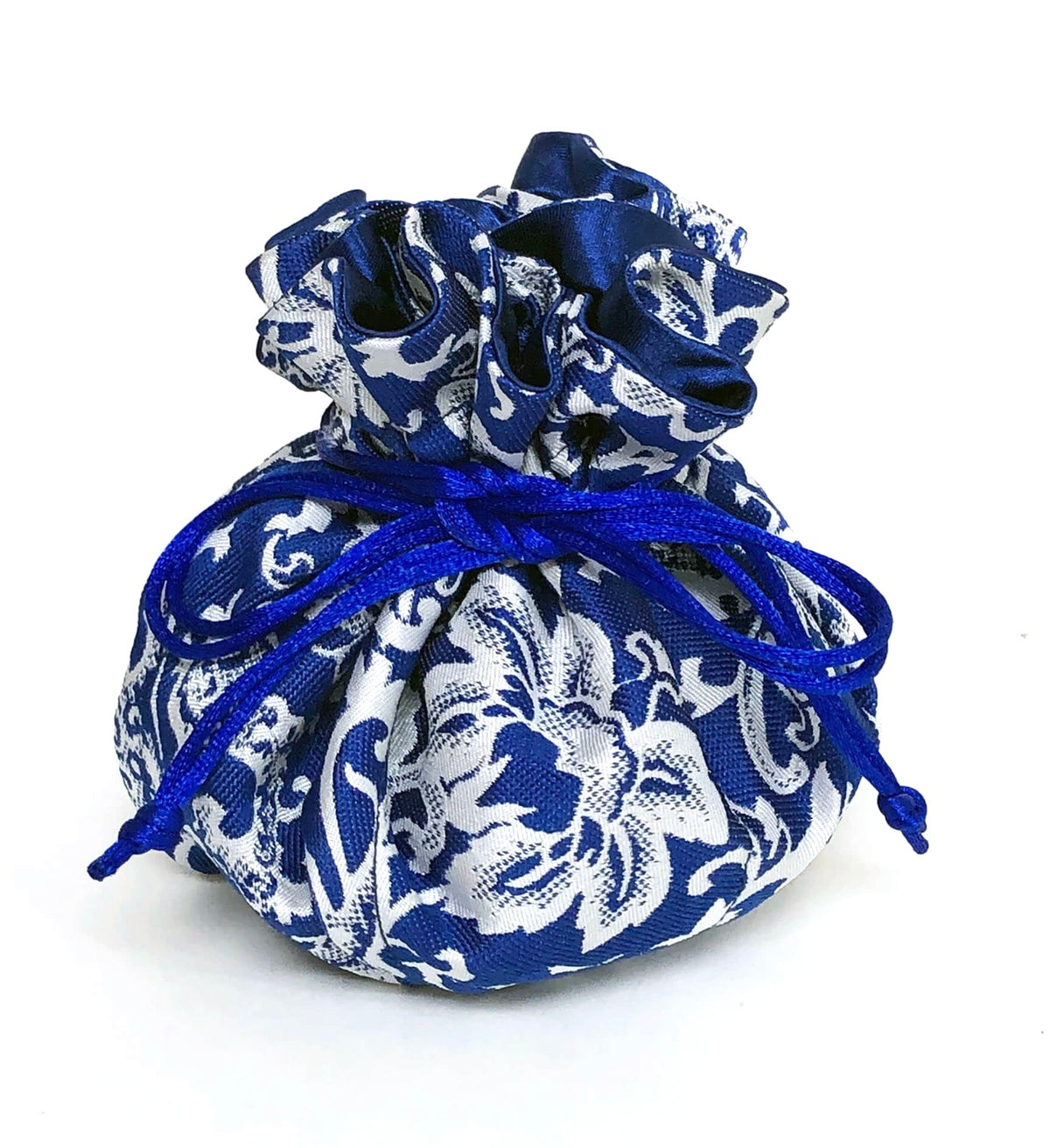Blue and White Brocade Jewelry Pouch