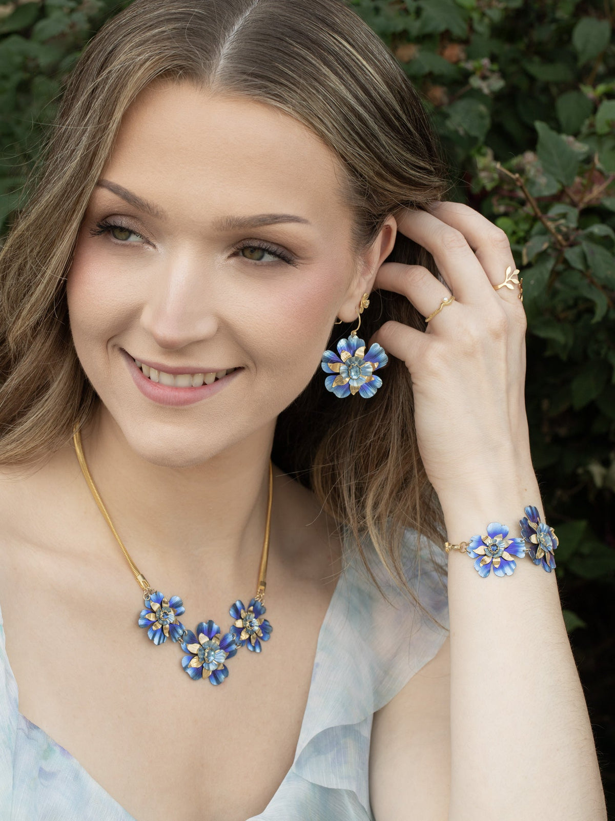 Bonnie Blue Bountiful Bloom Earrings Modeled