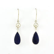 Alt View Sterling Silver Pearl Lapis Dangle Earrings