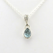 Alt View Sterling Silver Blue Topaz Tear Necklace