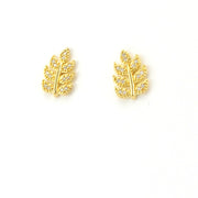 18k Gold Fill Cubic Zirconia Leaf Stud Earrings