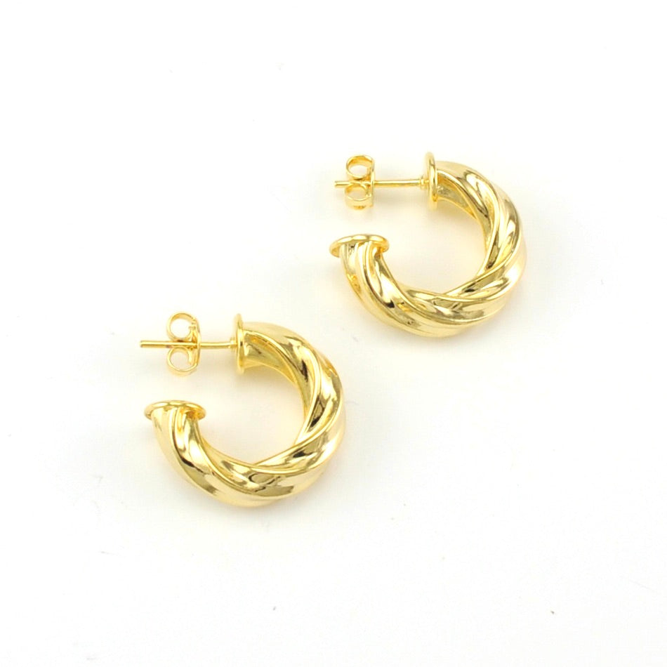 18k Gold Fill 5x19mm Twist Hoop Earrings